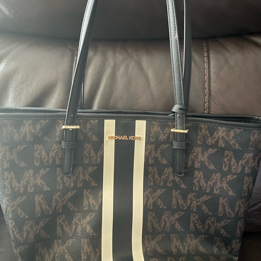 Michael Kors Black and Brown Signature Tote